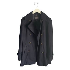 Basler Navy Blue Wool Blend Peacoat Military Double Breasted size 4/Small